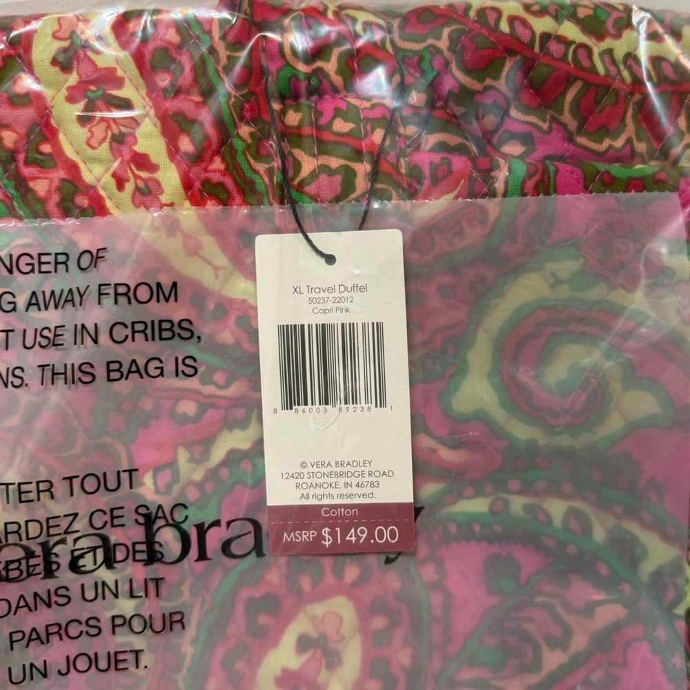 Vera Bradley XL Travel Duffel Bag in Capri Pink NWT - Picture 5 of 7